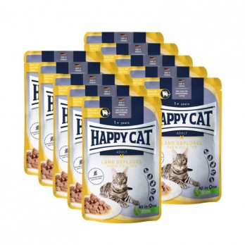 Happy Cat guliašas katėms su paukštiena LandGeflugel, 10x85 g