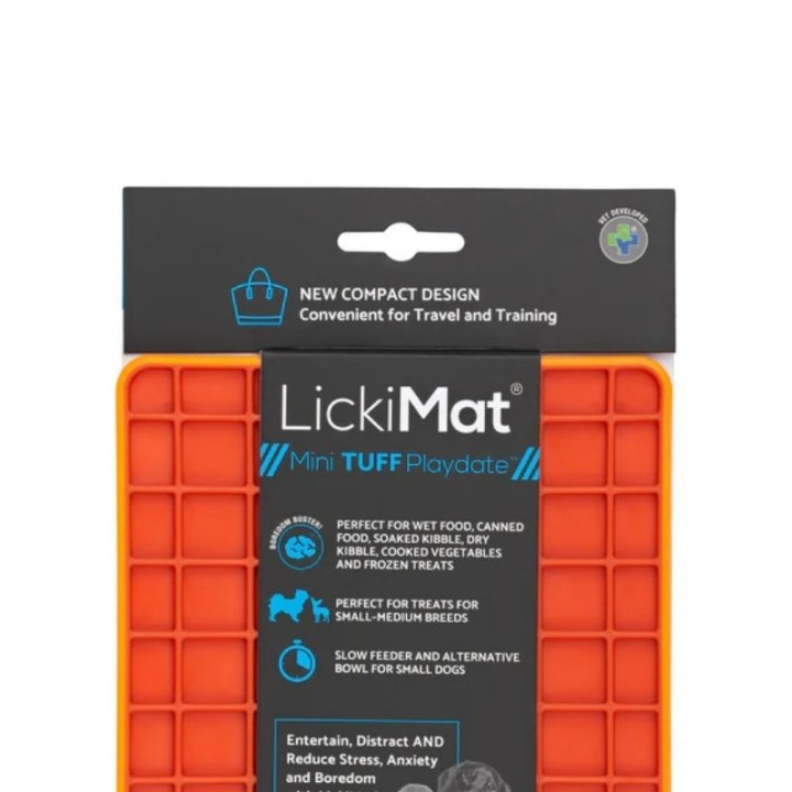 Laižymo kilimėlis LickiMat Dog Mini Tuff Playdate, oranžinis