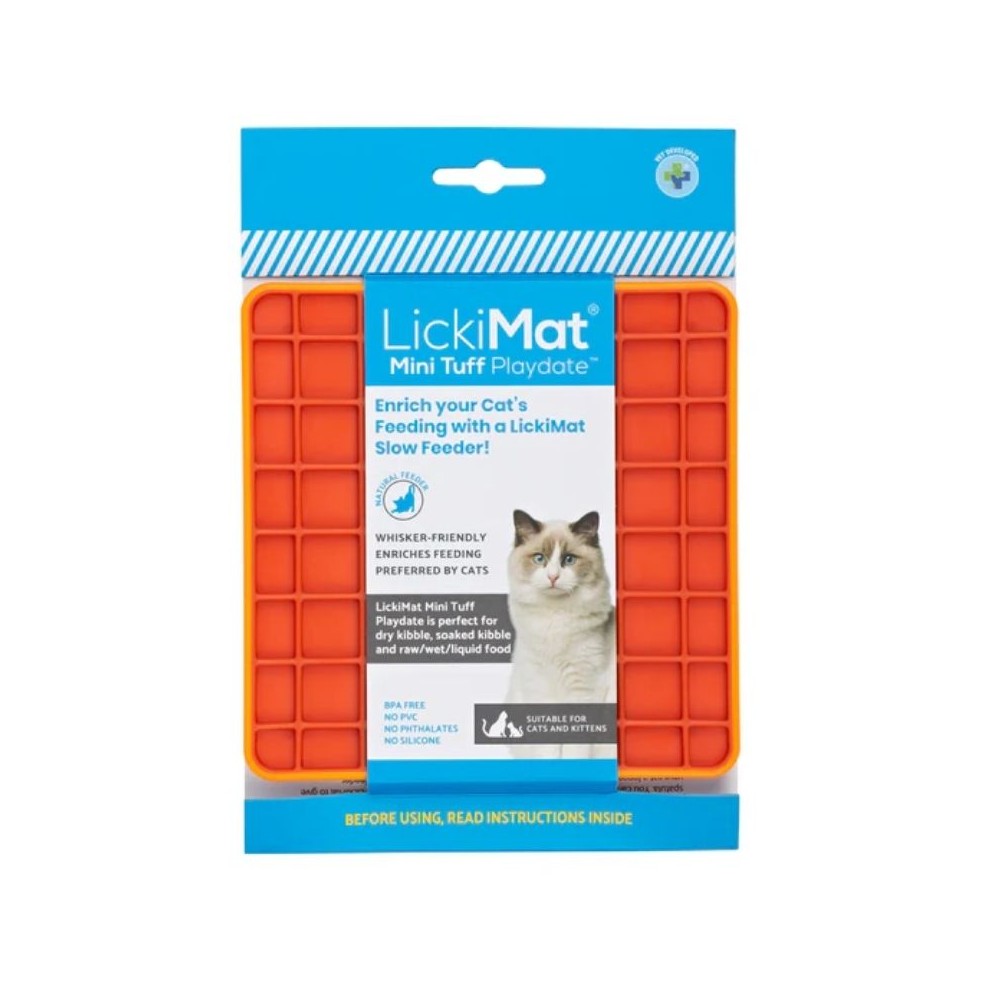 Laižymo kilimėlis LickiMat Cat Playdate Tuff, oranžinis