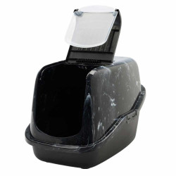 Uždaras tualetas katėms Nestor Marble, juodas/baltas, 56x39x38,5 cm - nuotrauka 2