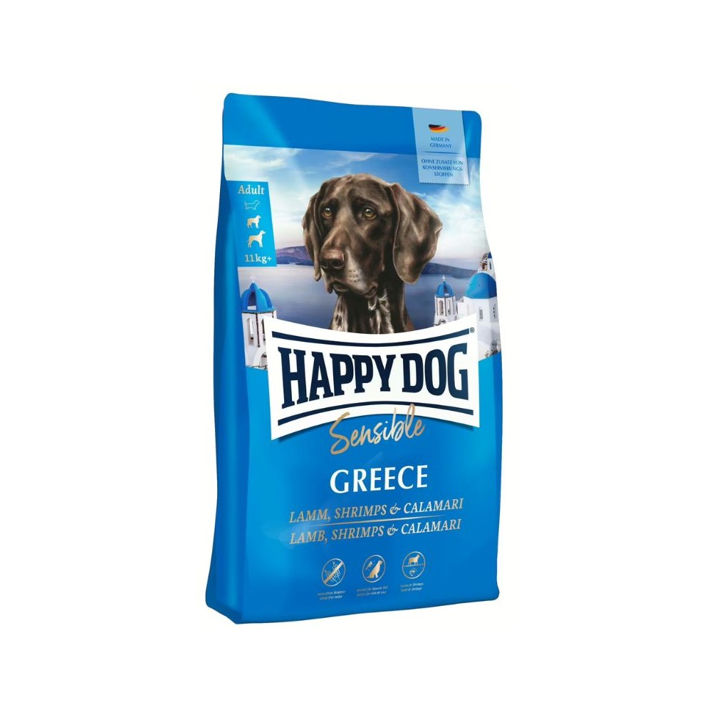 Happy Dog Greece visavertis pašaras suaugusiems šunims su ėriena, krevetėmis ir kalmarais, 2,8 kg