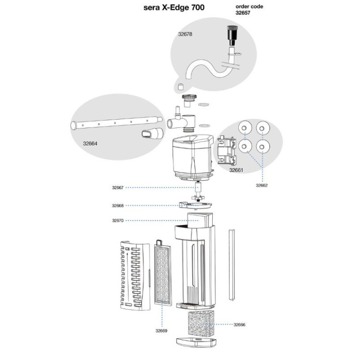 Sera vidinis kampinis filtras X-Edge 700, 700 l/h, 8,5 W