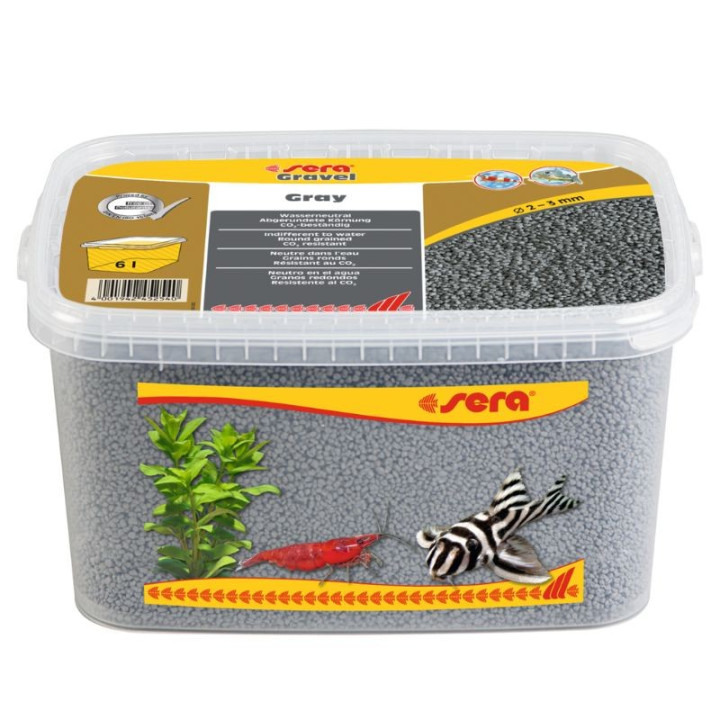 Sera gruntas akvariumui, pilkas, 2-3 mm, 6 l