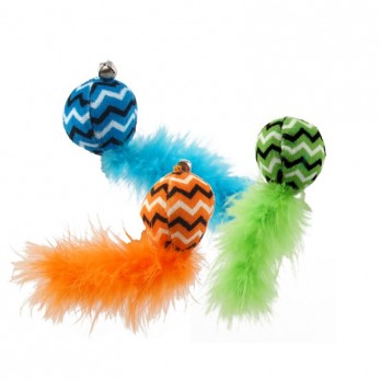 Žaislas katėms meškerė su pliušiniu kamuoliuku su plunksna Magic Cat, 17+45 cm