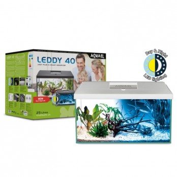 Leddy Set Day&Night 40 akvariumas stačiakampis su įranga, 25 l, 41x25x25 cm, BALTAS