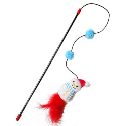 Žaislas katėms meškerė su kalėdiniu seniu besmegeniu, 31+64 cm