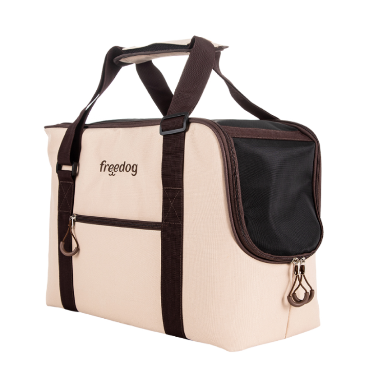 Nešioklė Tote Travel Tails, kreminė/šokolado spalva, 45x21x30 cm