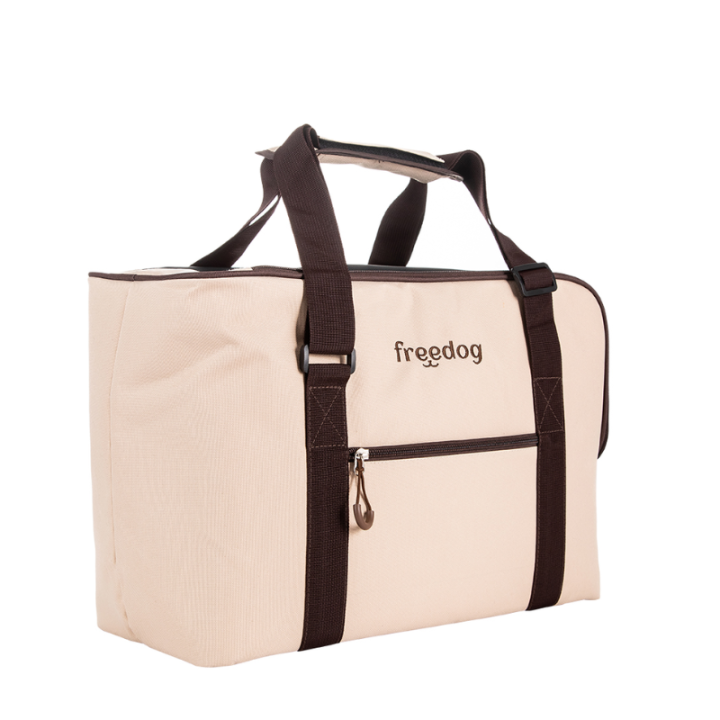 Nešioklė Tote Travel Tails, kreminė/šokolado spalva, 45x21x30 cm