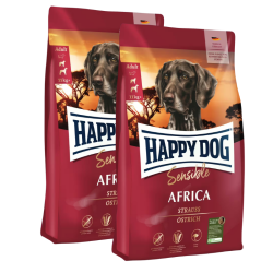 Happy Dog Africa visavertis pašaras suaugsiems šunims su strutiena, 2x11 kg - nuotrauka 1