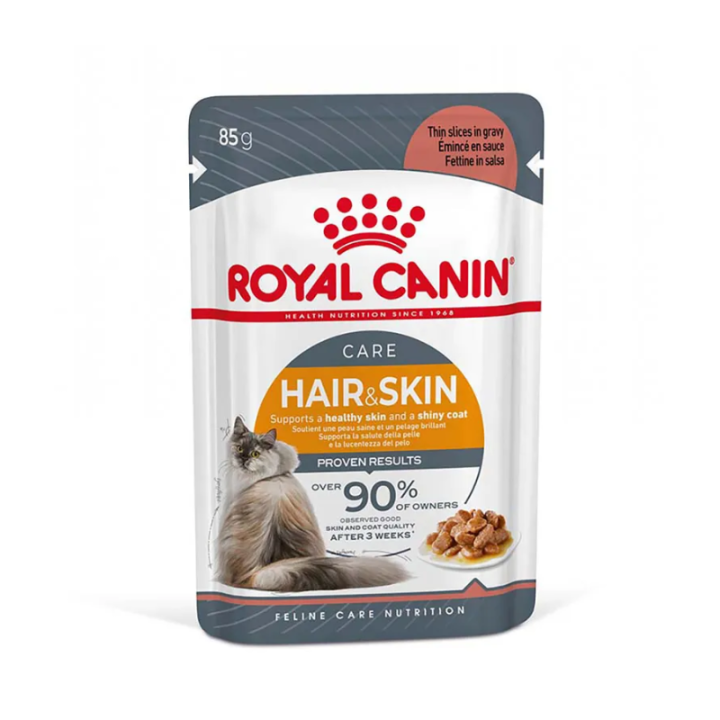 FCN Hair&Skin gravy konservuotas maistas su padažu suaugusioms katėms kailiui ir odai 85 g