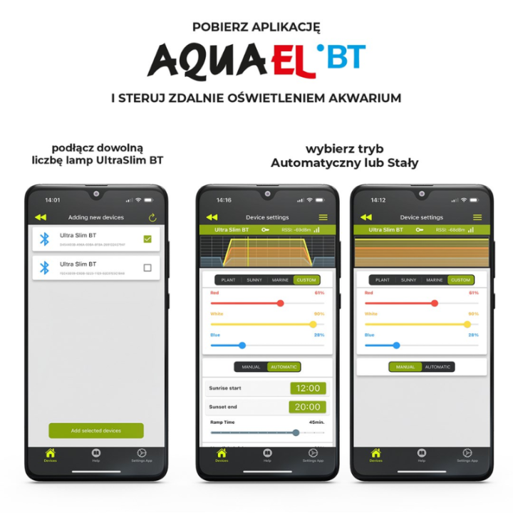 Aquael LED šviestuvas Ultra Slim BT 90, 87,9-133,4 cm, 90 W