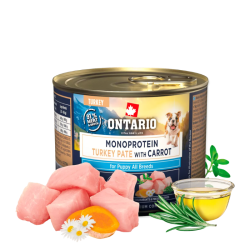Ontario vieno baltymo konservai jauniems šuniukams su kalakutiena ir morkomis, 200 g - nuotrauka 1