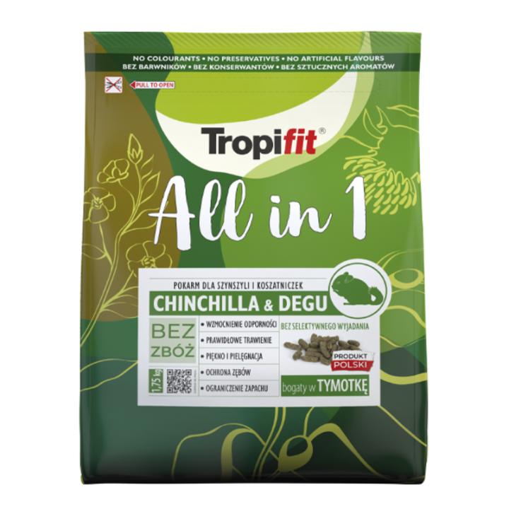 Tropifit All in 1 Chinchilla&Degu pašaras šinšiloms ir degu, 500 g