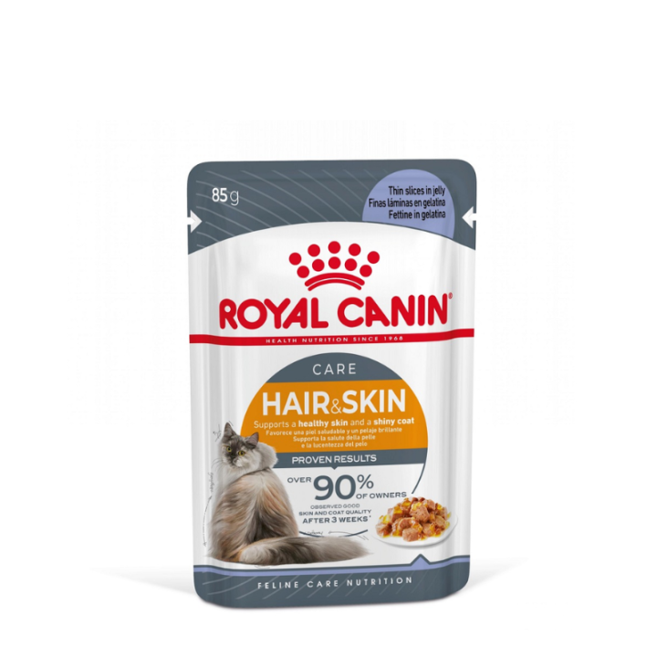 FCN Hair&Skin jelly konservuotas maistas su žele suaugusioms katėms kailiui ir odai 85 g