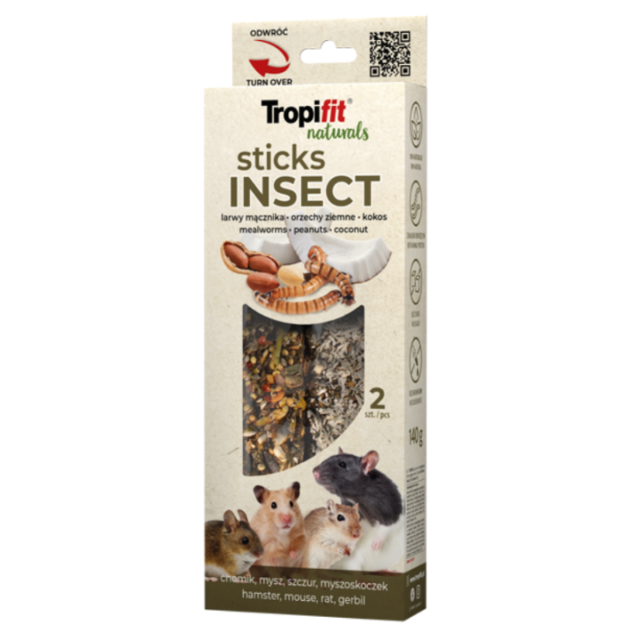 Tropifit Naturals Sticks Insect skanėstas graužikams, 140 g
