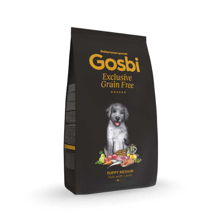 Suniuku maistas su lašiša ir ėriena Gosbi Exclusive Grain Free Puppy 500 g