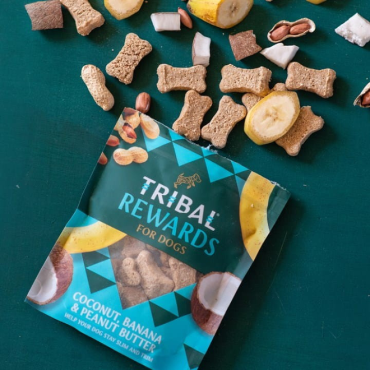 Tribal Rewards sausainiai šunims su kokosu, bananais ir žemės riešutų sviestu, 125 g