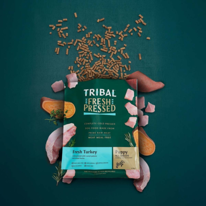 Tribal Fresh Pressed šalto spaudimo pašaras jauniems šunims su kalakutiena, 5 kg