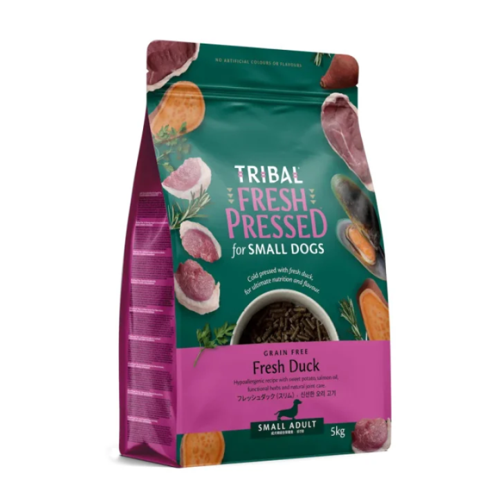 Tribal Fresh Pressed šalto spaudimo pašaras suaugusiems mažų veislių šunims su antiena, 5 kg