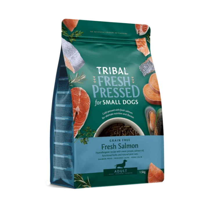 Tribal Fresh Pressed šalto spaudimo pašaras suaugusiems mažų veislių šunims su lašiša, 5 kg