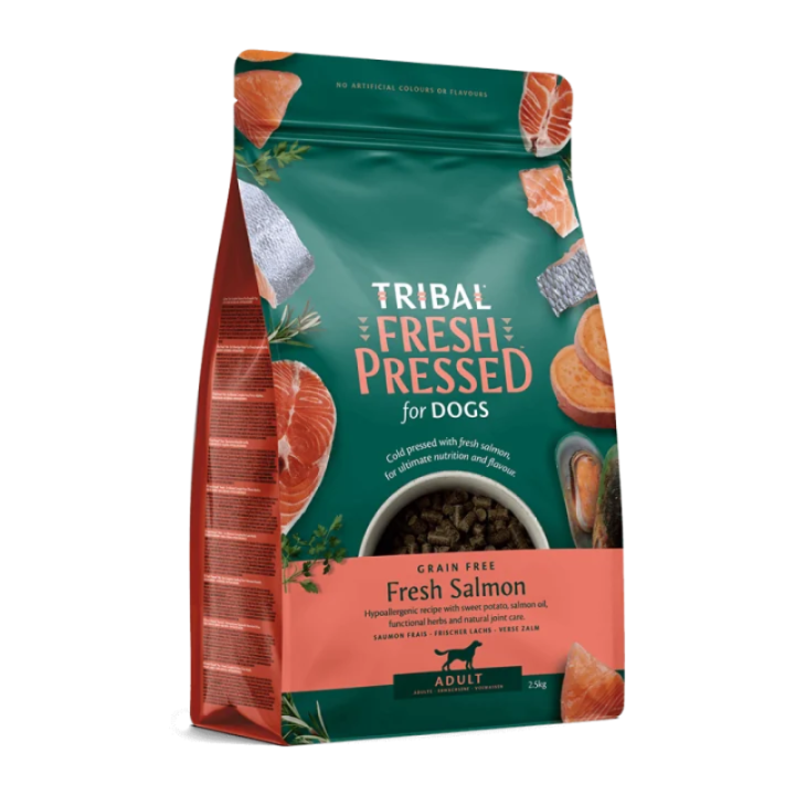 Tribal Fresh Pressed šalto spaudimo pašaras suaugusiems šunims su lašiša, 12 kg